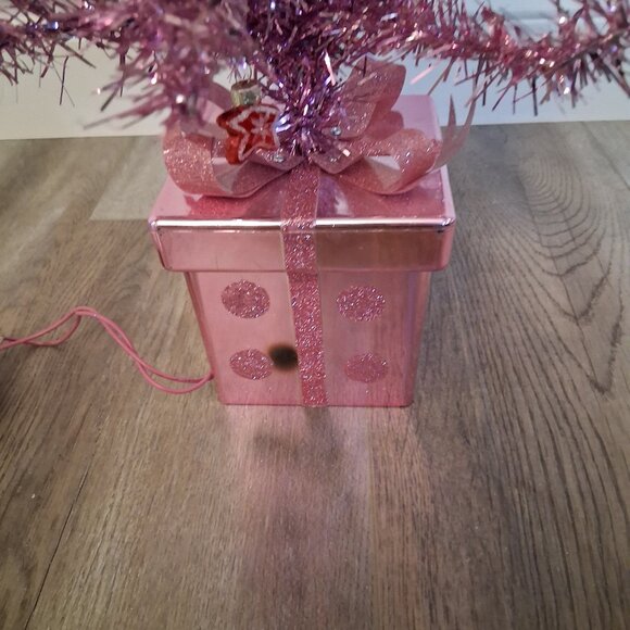 Vintage Tinsel Christmas Tree 24" Lights And Ornaments - Picture 5 of 5